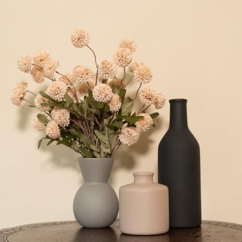 TBOHCRAFED Fake Flowers in Vase for Centerpieces, Faux Flowers in Modern Ceramic Vase Set of 3 with 8 Artificial Autumn Chrysanthemums Artificial Decorative Swags - Image 1
