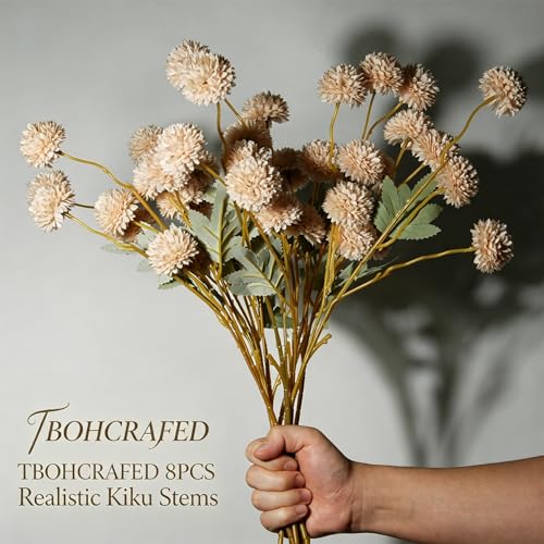 TBOHCRAFED Fake Flowers in Vase for Centerpieces, Faux Flowers in Modern Ceramic Vase Set of 3 with 8 Artificial Autumn Chrysanthemums Artificial Decorative Swags - Image 3