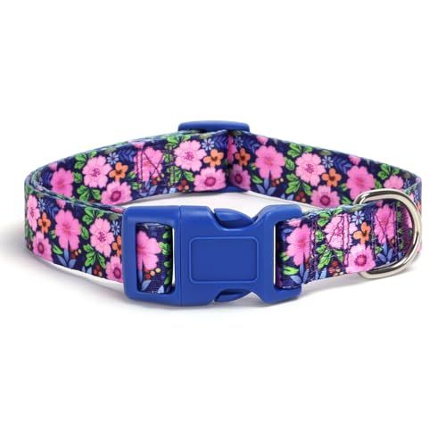 SLZZ Floral Matching Dog Collar and Leash Set with AirTag Holder, Anti-Lost Adjustable Durable Pet Collar Leash Combo for X-Small Small Medium Large Dogs, Ideal for Walking Hiking Training-Daisy/XS - Image 2