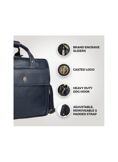 HAMMONDS FLYCATCHER HAMMONDS FLYCATCHER Genuine Leather Office Bag for Men, 15.6 Inch Leather Laptop Bag for Men, Adjustable Shoulder Strap, Multiple Compartments, Leather Bag for Men - 1 Year Warranty - Royal Blue  - Image 3