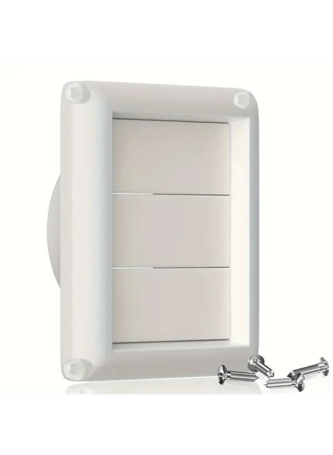 White 4 Inch Square Louvered Vent Cover With Insect Screen For Home Floor Ventilation - Image 3