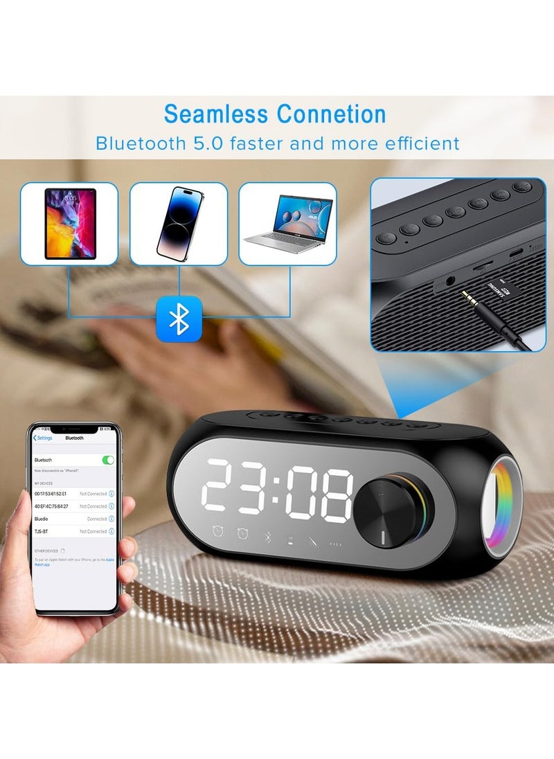 Digipace - Portable Bluetooth Speakers, Wireless Stereo Pairing Bluetooth Speaker, Mirror LED Display with Hands-Free Playback, Portable Design, Small Speaker for Travel, Outdoors(Black) - Image 1