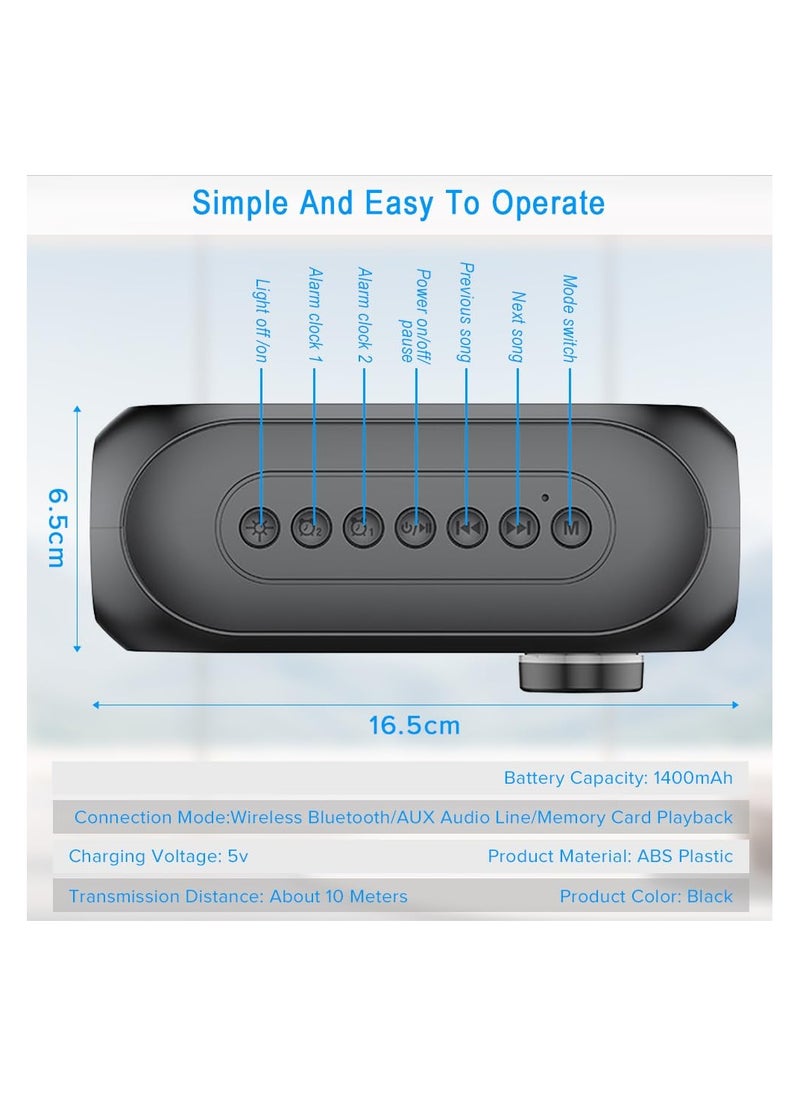 Digipace - Portable Bluetooth Speakers, Wireless Stereo Pairing Bluetooth Speaker, Mirror LED Display with Hands-Free Playback, Portable Design, Small Speaker for Travel, Outdoors(Black) - Image 1