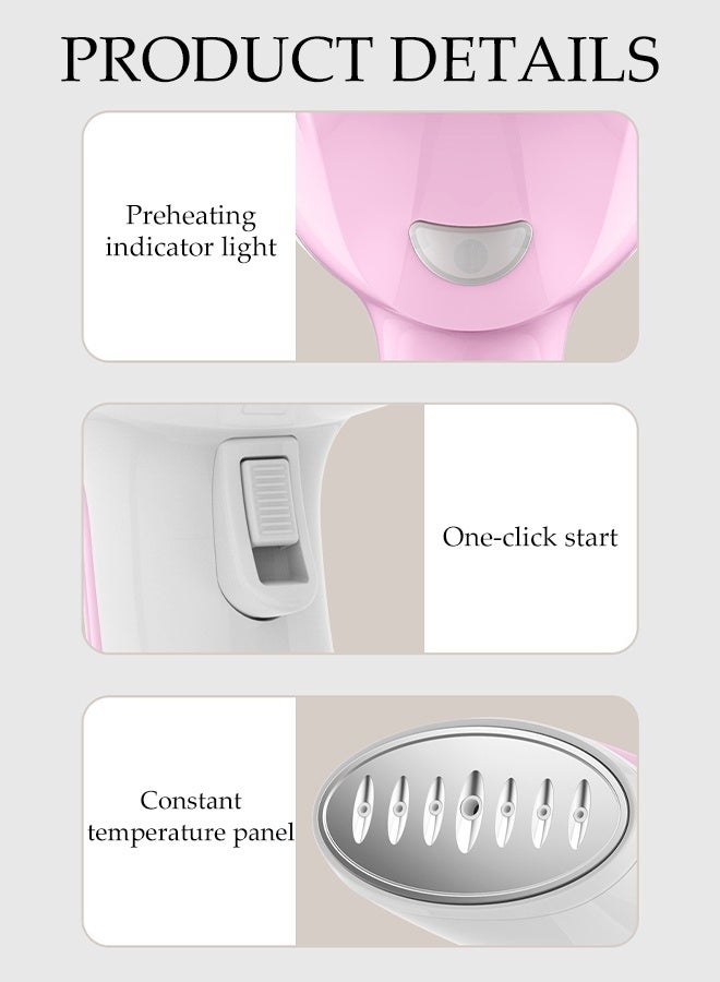 DUNISO Garment Steamer Iron，Handheld Garment Steamer，Portable Steam Iron，Space Saving，Leak Proof，for Home，Office & Travel，1500W 300ML，Pink - Image 4