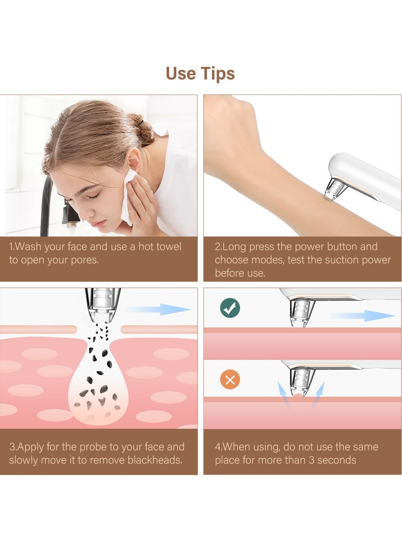 Generic - Black Head Remover Tools Blackhead Pore Vacuum: Electric Facial Pore Cleaner 3 Suction Levels, Rechargeable Acne Pimple Comedone Extractor Skin Care for Face Nose (White) - Image 1