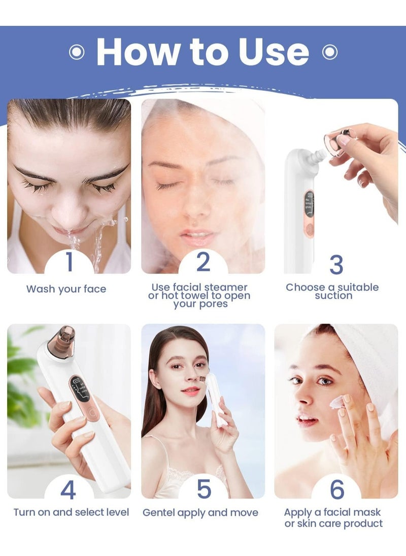 Generic - Black Head Remover Tools Blackhead Pore Vacuum: Electric Facial Pore Cleaner 3 Suction Levels, Rechargeable Acne Pimple Comedone Extractor Skin Care for Face Nose (White) - Image 1