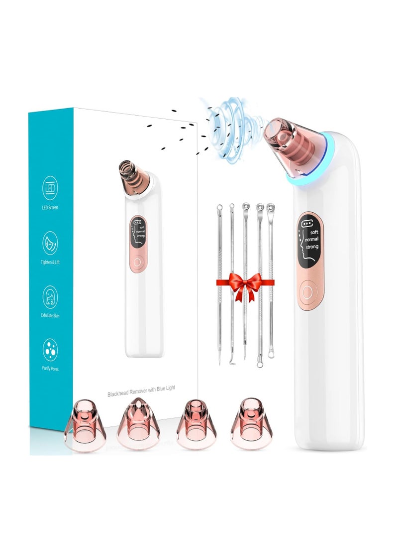 Generic - Black Head Remover Tools Blackhead Pore Vacuum: Electric Facial Pore Cleaner 3 Suction Levels, Rechargeable Acne Pimple Comedone Extractor Skin Care for Face Nose (White) - Image 1