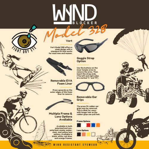 WYND Blocker Vert Motorcycle & Boating Sports Wrap Around Polarized Sunglasses (Black/Smoke Lens) - Image 4