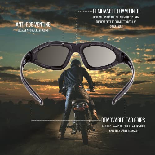 WYND Blocker Vert Motorcycle & Boating Sports Wrap Around Polarized Sunglasses (Black/Smoke Lens) - Image 2