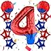 AXBMM 40 Inch Spider Theme Number Balloon Number Block Foil Number 4 Balloons Large Big Numbers Helium Balloon for Girls Boys 4th Birthday Theme Party Decorations Number 4 - Image 2