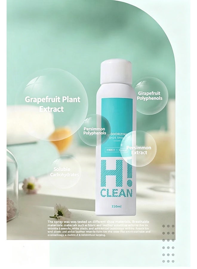 هاي Deodorizing Shoe Spray 150ml, Shoe Odor Spray, Foot and Sock Deodorant, Antibacterial Spray Shoe and Socks Freshener, Muti Purpose Foot Odor for Shoes Sneakers Boots Sandals - Image 3