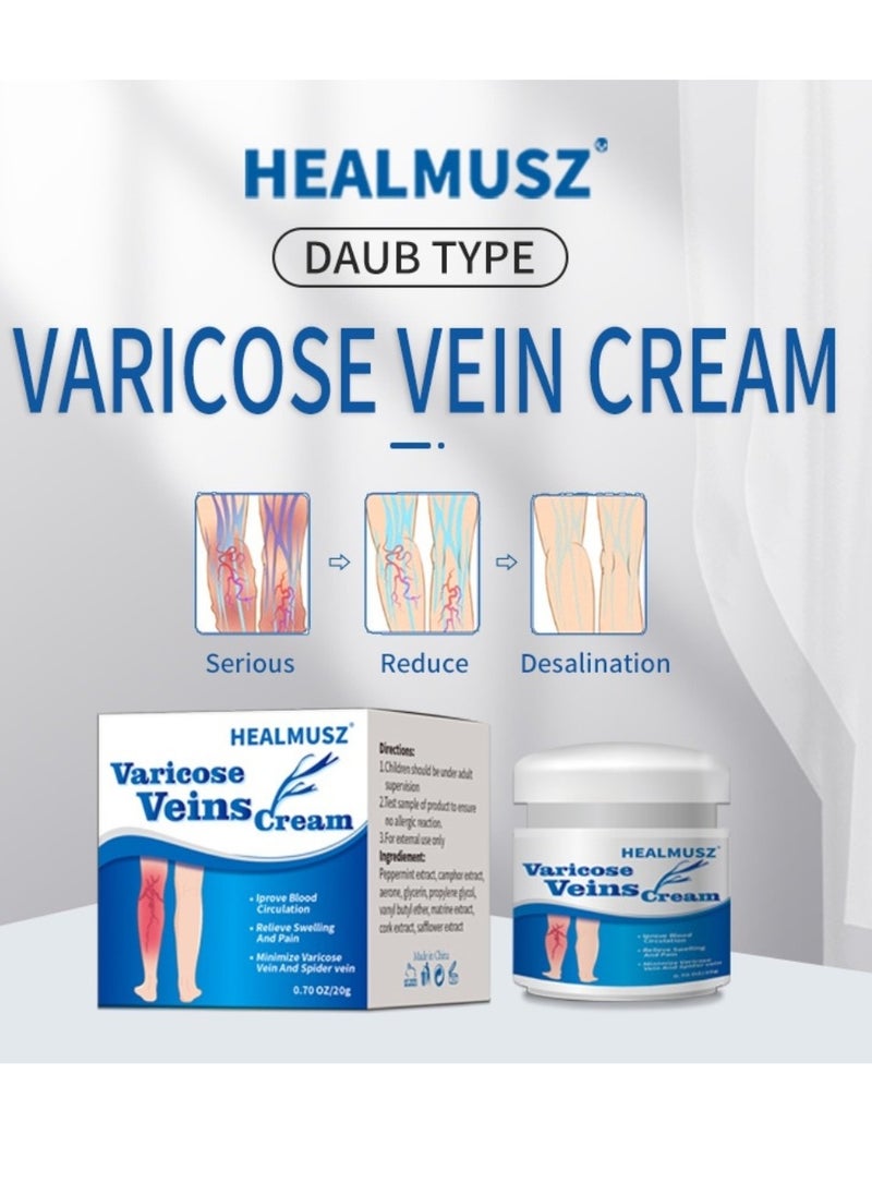 HEALMUSZ - Varicose Vein Cream for Legs Reduces Spider Veins and Heaviness Anti Varicose Vein Soothing Leg Cream to Improve Blood Circulation Enhance Capillary Varicose Vein Repair Cream 20g - Image 1
