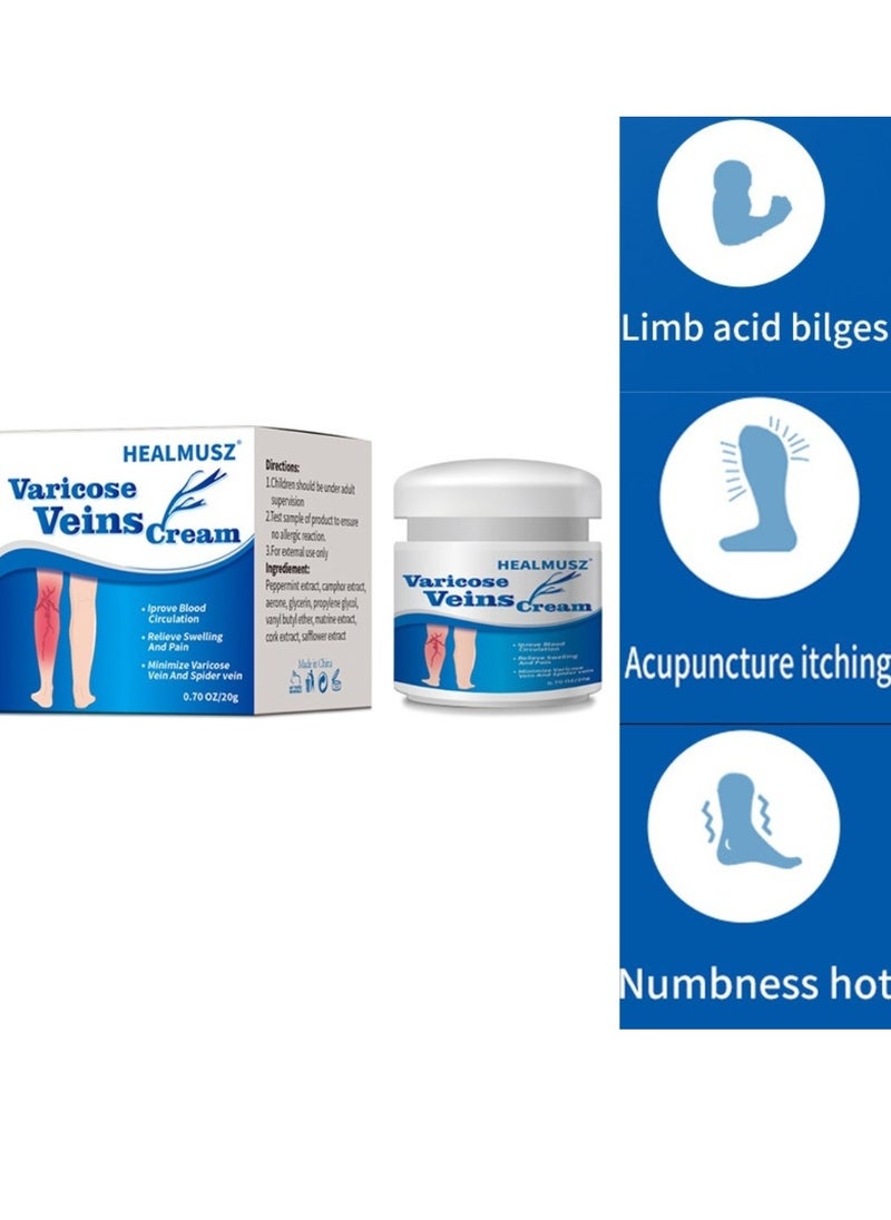 HEALMUSZ - Varicose Vein Cream for Legs Reduces Spider Veins and Heaviness Anti Varicose Vein Soothing Leg Cream to Improve Blood Circulation Enhance Capillary Varicose Vein Repair Cream 20g - Image 1