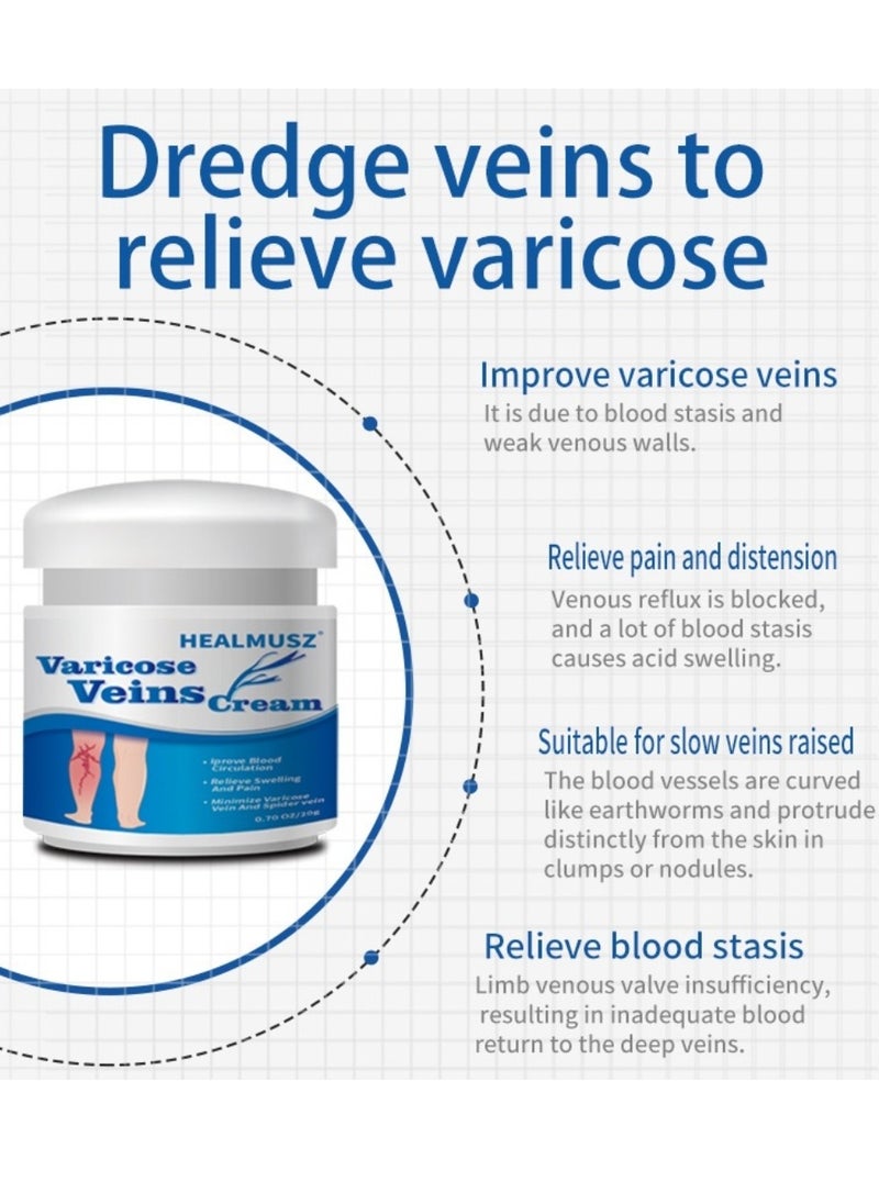 HEALMUSZ - Varicose Vein Cream for Legs Reduces Spider Veins and Heaviness Anti Varicose Vein Soothing Leg Cream to Improve Blood Circulation Enhance Capillary Varicose Vein Repair Cream 20g - Image 1