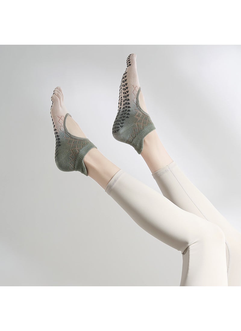 Generic - Summer Mesh Gradient Yoga Socks Non-slip Toe Separated Gradient peach Gray - Image 1