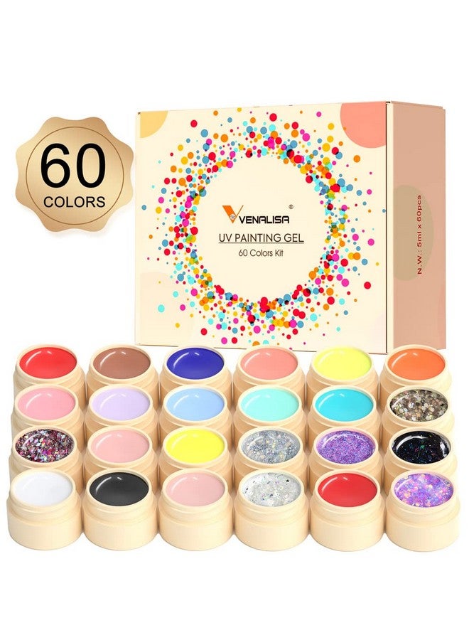 V VENALISA Venalisa Gel Paint For Nails Art Kit 60 Colors Solid Gel Polish Set Spider Painting Gel Nail Polish Nail Art Design For Starter Manicure Professional Nail Salon Diy At Home Gift For Her - Image 1