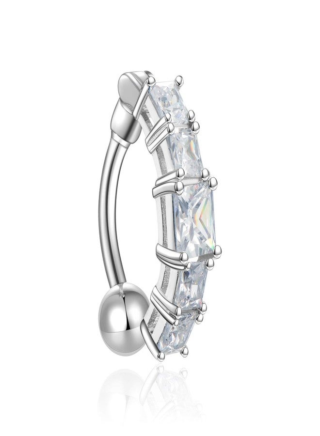 CANDYFANCY Reverse Belly Button Rings Surgical Steel Drop Navel Ring 5 CZ Curved Barbell 14G Belly Piercings - Image 1