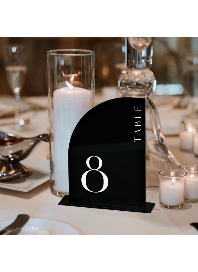 JINMURY JINMURY 10 Pack Black Acrylic Half Arch Sign with Stand | 5x7 Inch Half Arch Acrylic Blank Sign and Base, DIY Wedding Table Numbers, Wedding Signage, Events& Parties  - Image 4