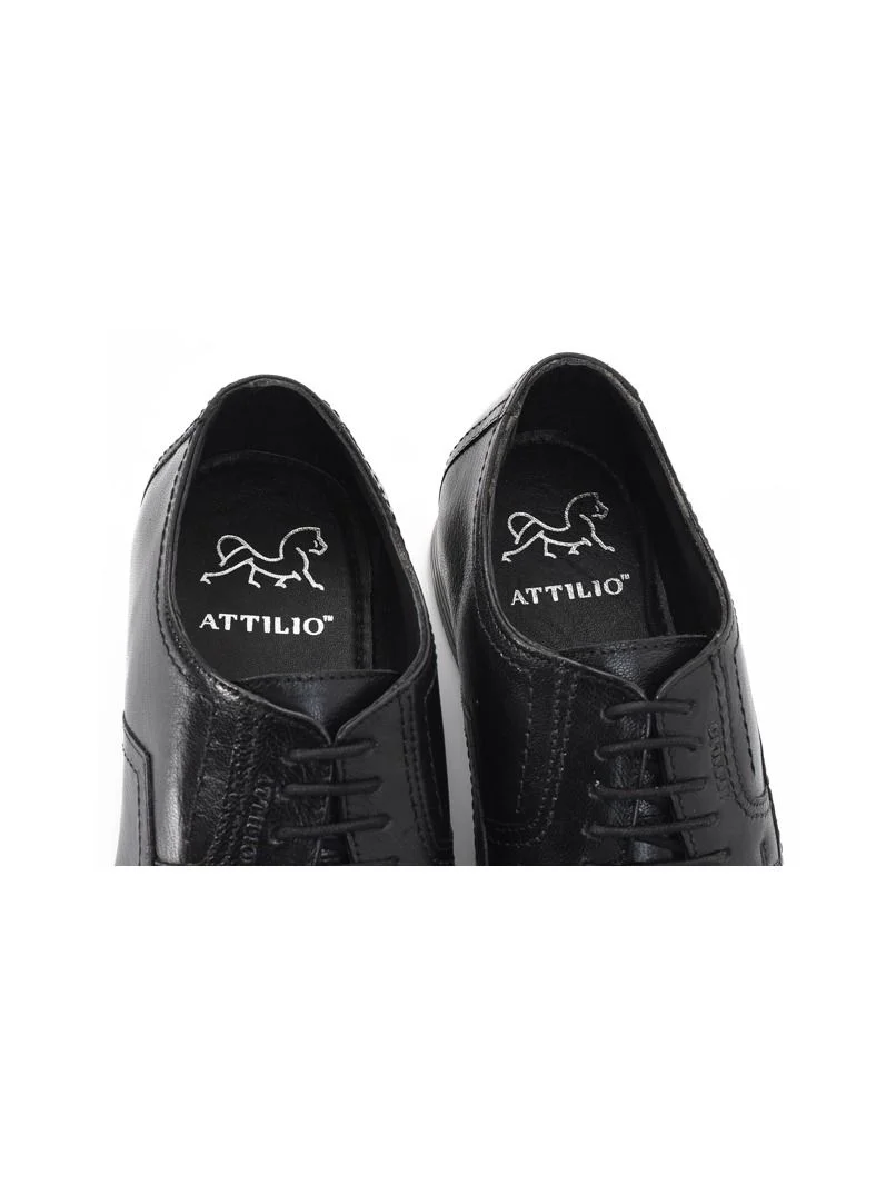 ATTILIO Men's Robert Woo 19 Oxford Derby Lace up Comfort Black Leather Work Office Formal Occasion Party Casual Wear Italian Design Anti Skid Padded Insole Trendy Premium
