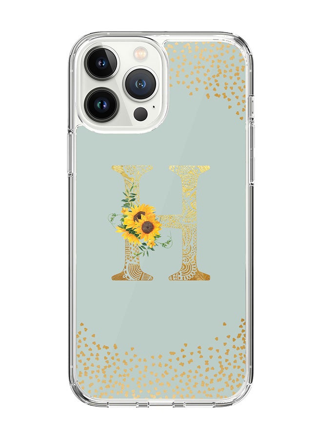 Stylizedd Classic Clear Case For iPhone 15 Pro Max, Hybrid Soft Case Cover- Custom Monogram Initial Letter Mandala Floral Pattern Alphabet - H ( Light Grey) - Image 1