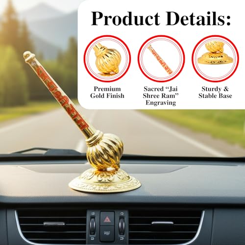 Yoshiva Hanuman Ji Gada Idol Blessing with Jai Shree Ram Engraving | Lord Bajrangbali Sankat Mochan Bhagwan for Temple | Car Dashboard Home Decor Statue Gifts | Murti for Home and Office Decoration - Image 2