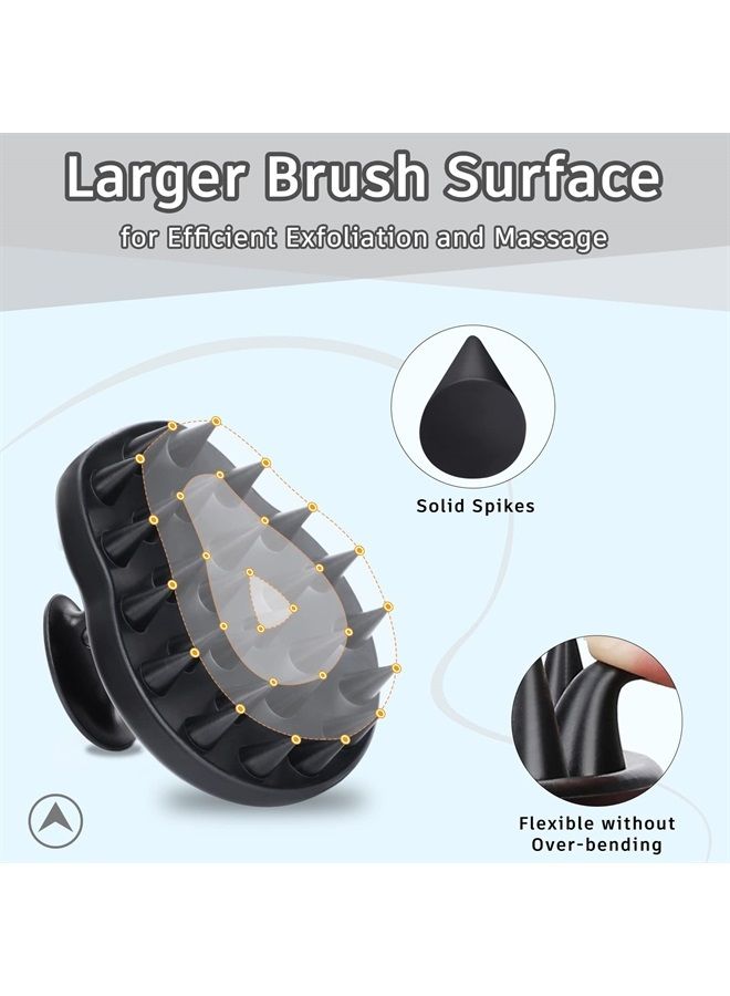 100% Silicone Hair Scalp Massager Shampoo Brush for Scalp Care and Hair Growth, Waterproof Shower Hair Scrubber Scalp Exfoliator for Dandruff and Buildup, Sturdy and Hygienic, Black