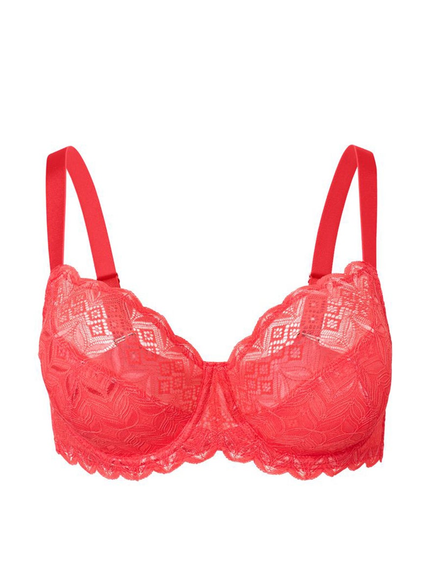 Tchibo Women Non Padded Lace Underwired Bra, Coral  - Image 3