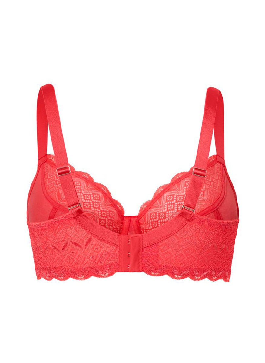 Tchibo Women Non Padded Lace Underwired Bra, Coral  - Image 2