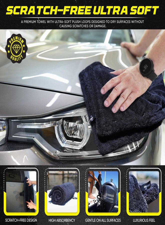 Beyond Braid Drying Towel - Super Absorbent Large Premium Microfiber Detailing Towel for Cars and Boats - Twisted Loop Microfiber Technology - One-Pass Scratch and Streak Free Towel - 24” x 36” Black - Image 4