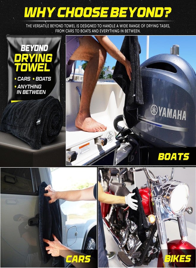 Beyond Braid Drying Towel - Super Absorbent Large Premium Microfiber Detailing Towel for Cars and Boats - Twisted Loop Microfiber Technology - One-Pass Scratch and Streak Free Towel - 24” x 36” Black - Image 5