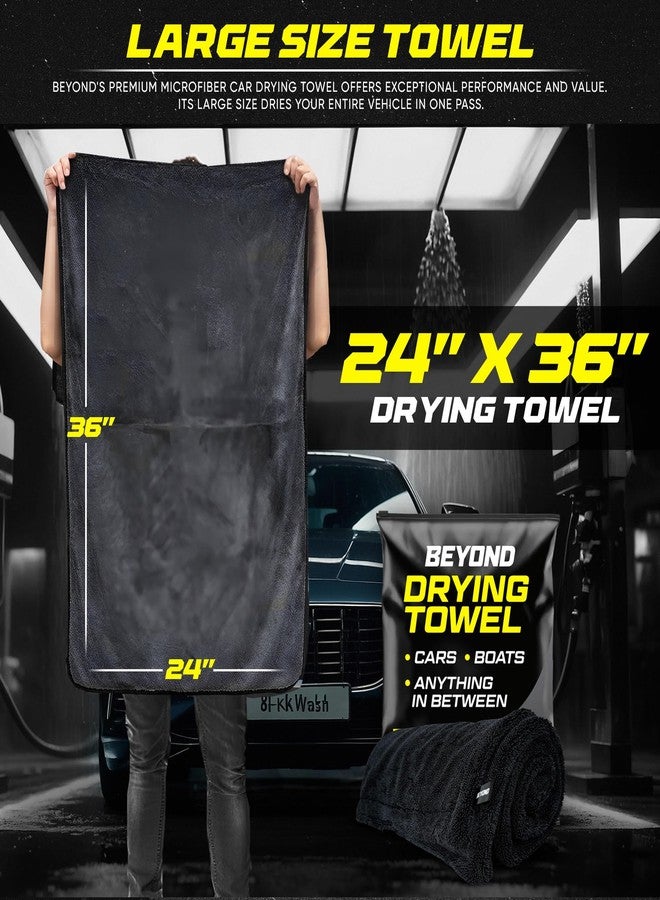 Beyond Braid Drying Towel - Super Absorbent Large Premium Microfiber Detailing Towel for Cars and Boats - Twisted Loop Microfiber Technology - One-Pass Scratch and Streak Free Towel - 24” x 36” Black - Image 2
