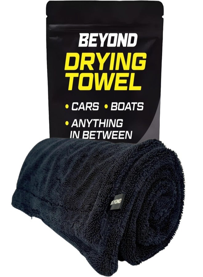 Beyond Braid Drying Towel - Super Absorbent Large Premium Microfiber Detailing Towel for Cars and Boats - Twisted Loop Microfiber Technology - One-Pass Scratch and Streak Free Towel - 24” x 36” Black - Image 1