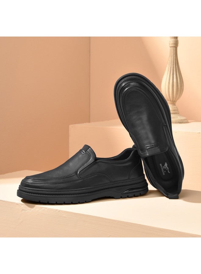 Septwolves Top Grain Leather】25 Business Casual Men's Leather Shoes, Genuine Leather Soft Sole Comfortable Slip-on Dress Shoes For Commuting And Driving - Image 3