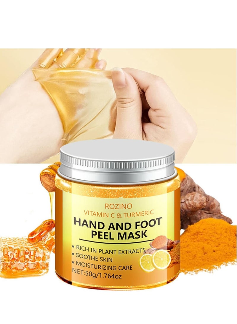 روزينو قناع تقشير اليدين والقدمين بفيتامين سي والكركم ، قناع تقشير مرطب لشمع اليدين ، مغذي ، إصلاح تقشير ، بشرة جافة خشنة ، متشققة ، العناية باليدين ، قناع تقشير اليدين للرجال والنساء 50 غرام - Image 5