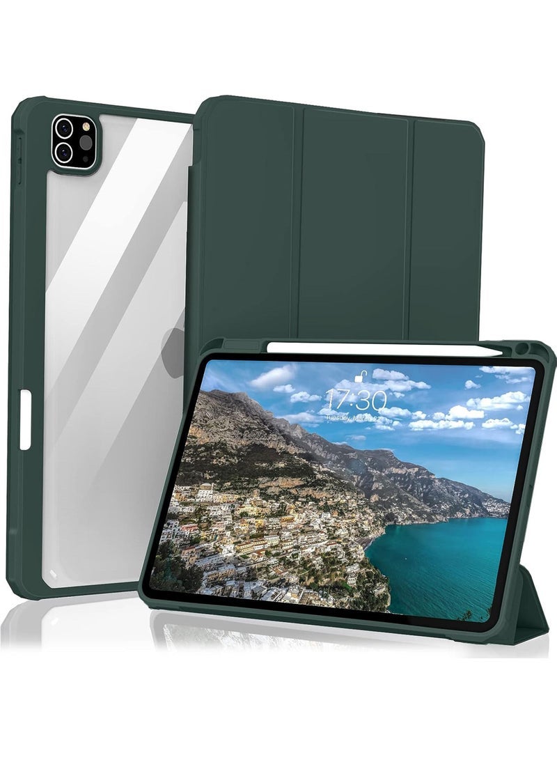 Captaintech Case for iPad Pro 12.9 Inch (6th/5th/4th/3rd Generation 2022/2021/2020/2018) - Pencil Holder + Auto Sleep/Wake + Camera Protection Transparent Shockproof Back Cover  - Image 1