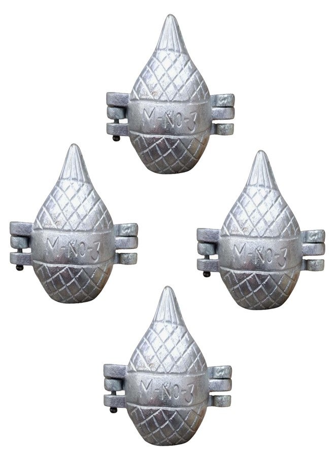 Kitchwish Pure Aluminium Modak Maker Mould (Size No. 3, 5.5 cm Height) - Traditional Ganesh Chaturthi Sweet Mould for Homemade Modaks, Silver (60 Grams) Pack of 4 - Image 1