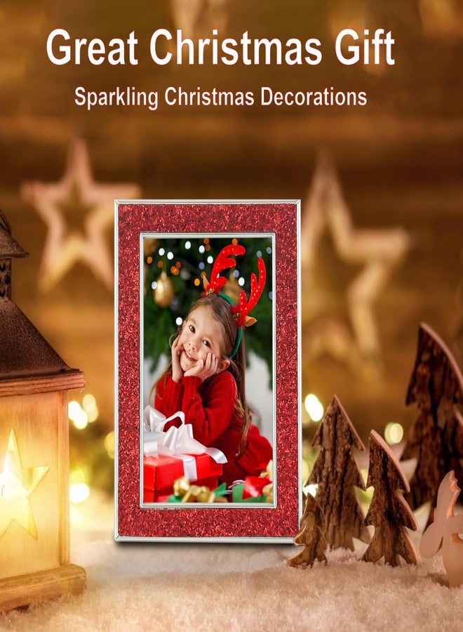 HIKWADERY 4x6 Picture Frame Glitter, Red Bling 4 by 6 Photo Frames with HD Real Glass, for Wall or Tabletop Display (4 x 6, Red) - Image 2