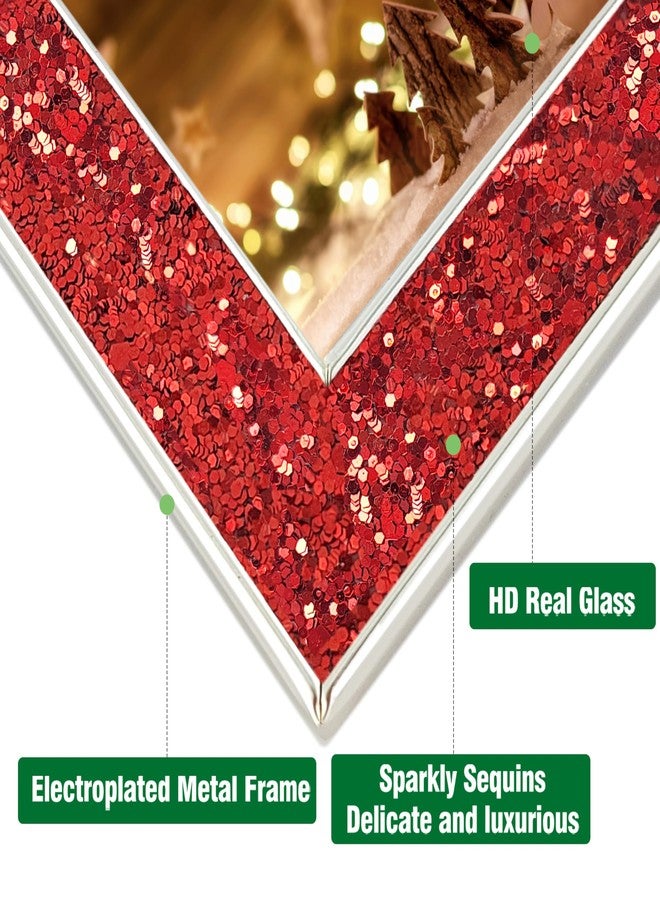 HIKWADERY 4x6 Picture Frame Glitter, Red Bling 4 by 6 Photo Frames with HD Real Glass, for Wall or Tabletop Display (4 x 6, Red) - Image 3