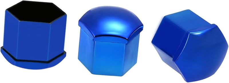 Blue Plastic Hexagonal Screw Protection Caps 20pcs 21mm Universal Wheel Nut Covers with Removal Tool - Image 1