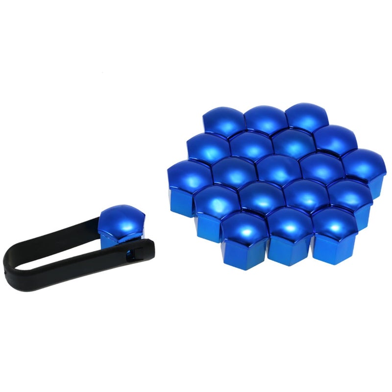 Blue Plastic Hexagonal Screw Protection Caps 20pcs 21mm Universal Wheel Nut Covers with Removal Tool - Image 5