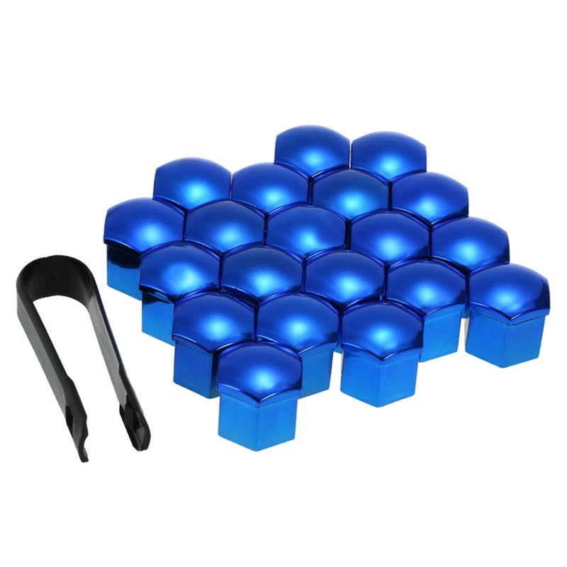 Blue Plastic Hexagonal Screw Protection Caps 20pcs 21mm Universal Wheel Nut Covers with Removal Tool - Image 4