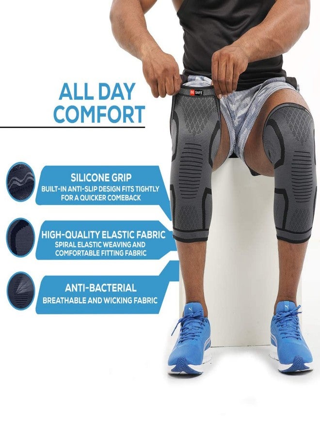 BESAFE Forever Premium Compression Knee Support, Knee Cap, Knee Sleeves brace Jogging, Running, Joint Pain Relief, Arthritis and Injury Recovery For Men and Women, Single, L - Image 3