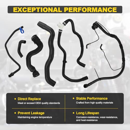 YEHERIT 6 Pcs Engine Radiator Coolant Hose, Heater Hose, PCV Pipe, Coolant Inlet & Outlet Pipe Set Compatible with Chevy Cruze 2011-2014 1.4L Replace # 13251447 13251435 13291779 94543097 25193343 55596898 - Image 4