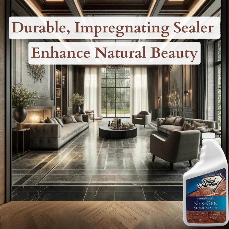 Black Diamond Stoneworks NEX-GEN Natural Stone Penetrating Sealer: Long-Lasting Protection Interior and Exterior ; Granite, Marble, Travertine, Limestone, Grout, Tile, Brick, Slate Floors (1-Gallon) - Image 3
