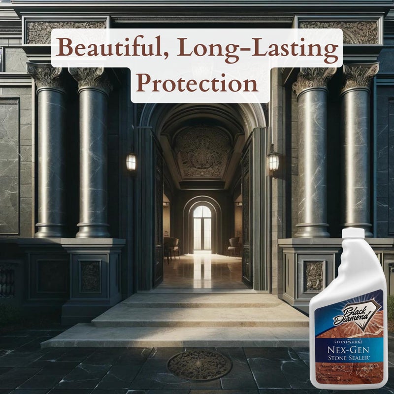 Black Diamond Stoneworks NEX-GEN Natural Stone Penetrating Sealer: Long-Lasting Protection Interior and Exterior ; Granite, Marble, Travertine, Limestone, Grout, Tile, Brick, Slate Floors (1-Gallon) - Image 2