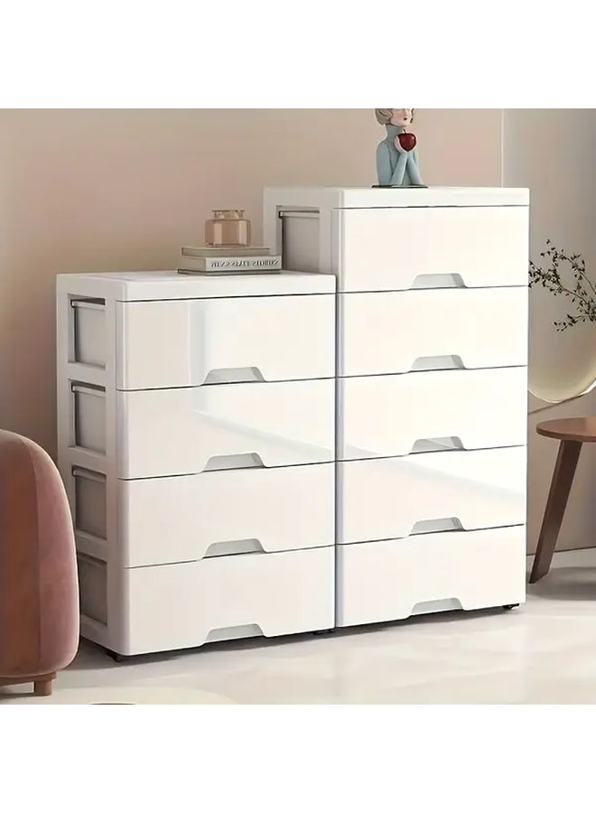 3 Layer White Plastic Storage Cabinet with Wheels Heavy Duty Stackable Organizer Sliding Drawers - Image 1