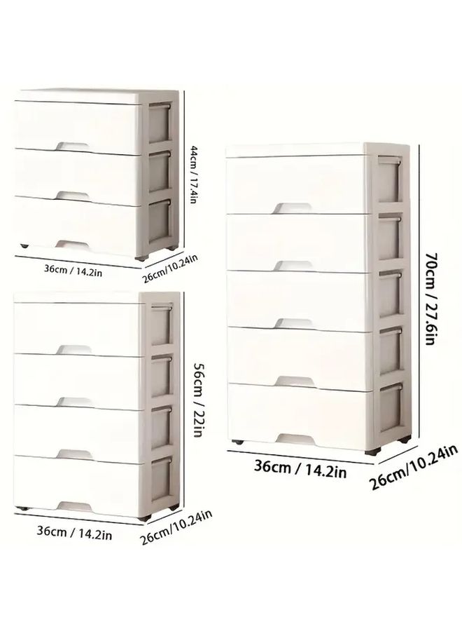 3 Layer White Plastic Storage Cabinet with Wheels Heavy Duty Stackable Organizer Sliding Drawers - Image 5