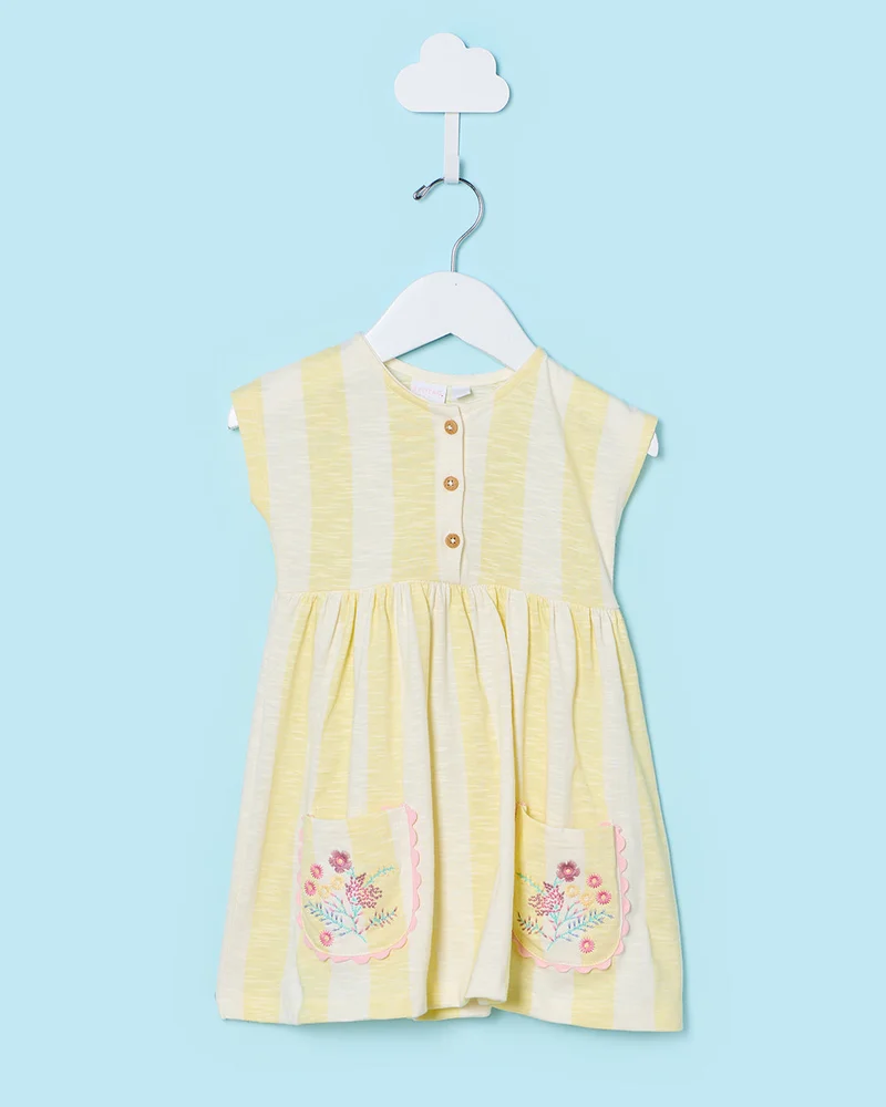 ردتاغ Infant Girls Yellow Printed Dress