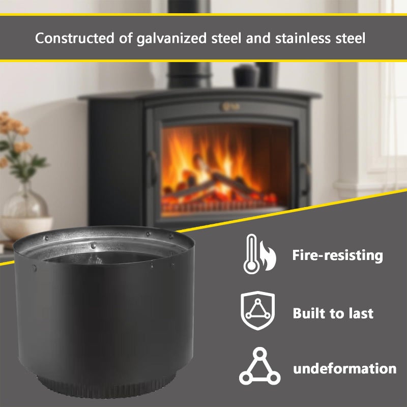 Pschimit.W 6 Inch Double Wall Stove Top Connecting Adapter for DVL 6DVL-AD Stove Collar Adapter,Black - Image 3