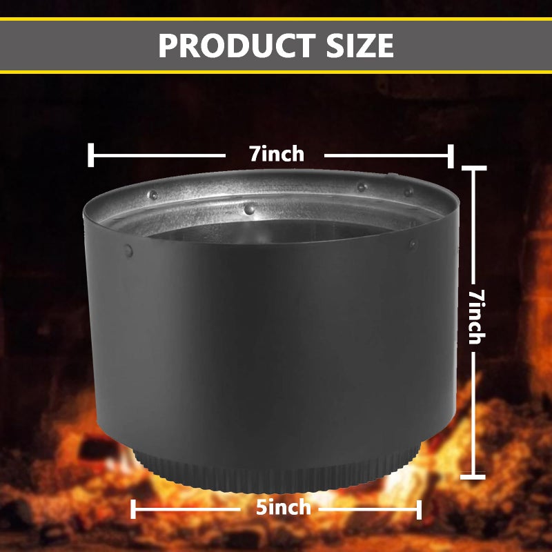 Pschimit.W 6 Inch Double Wall Stove Top Connecting Adapter for DVL 6DVL-AD Stove Collar Adapter,Black - Image 5